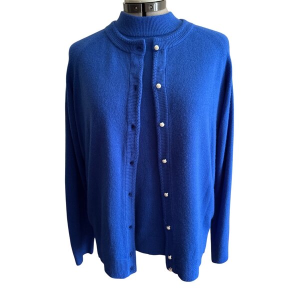 Designers Originals Blue Cardigan & Sweater Set Luxelon Acrylic Womens M - Picture 5 of 12